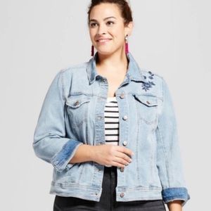 Ava & Viv Light Denim Floral Jacket